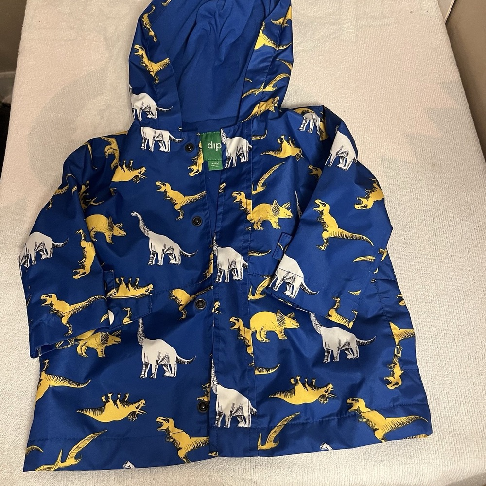 Dip 3-6 month Blue Dinosaur Hood and Lining Rain Jacket/Coat